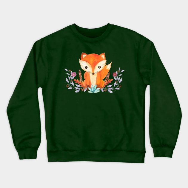 Fox In The Flowers Crewneck Sweatshirt by LittleBunnySunshine